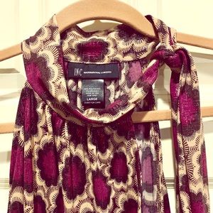 INC sz. Large tie neck blouse. Cut-out shoulders